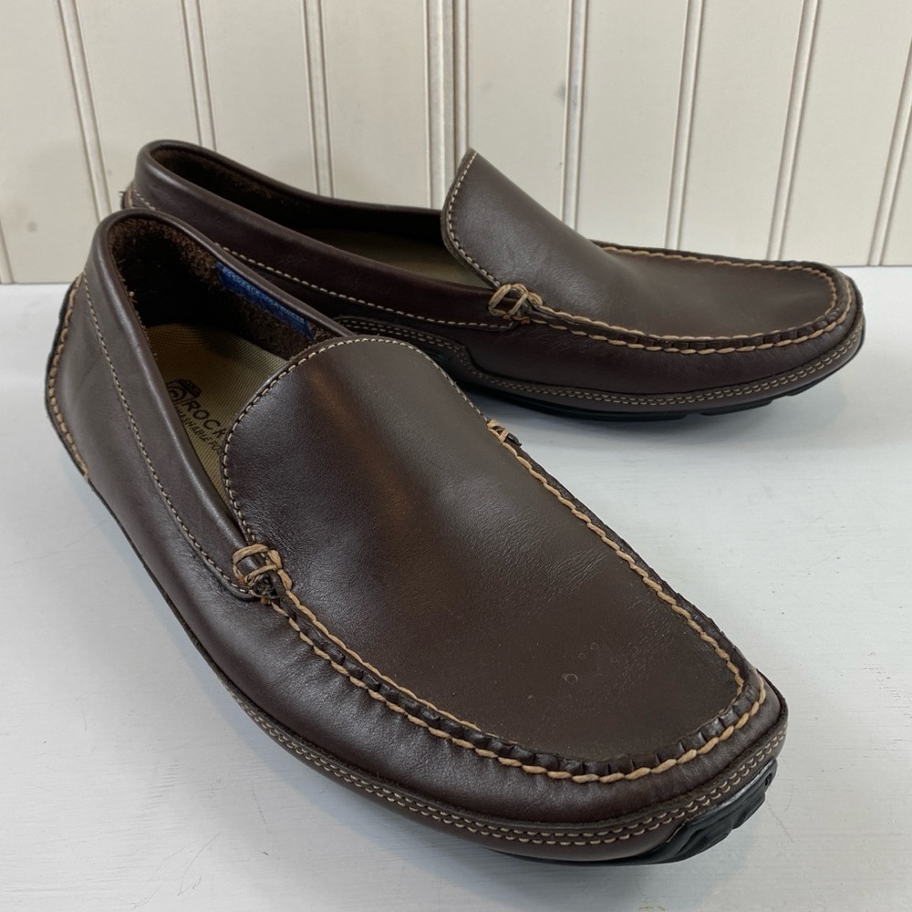Rockport Men’s Warner Venetian‎ Brown Leather Slip On Loafers Driving Shoes 10M
